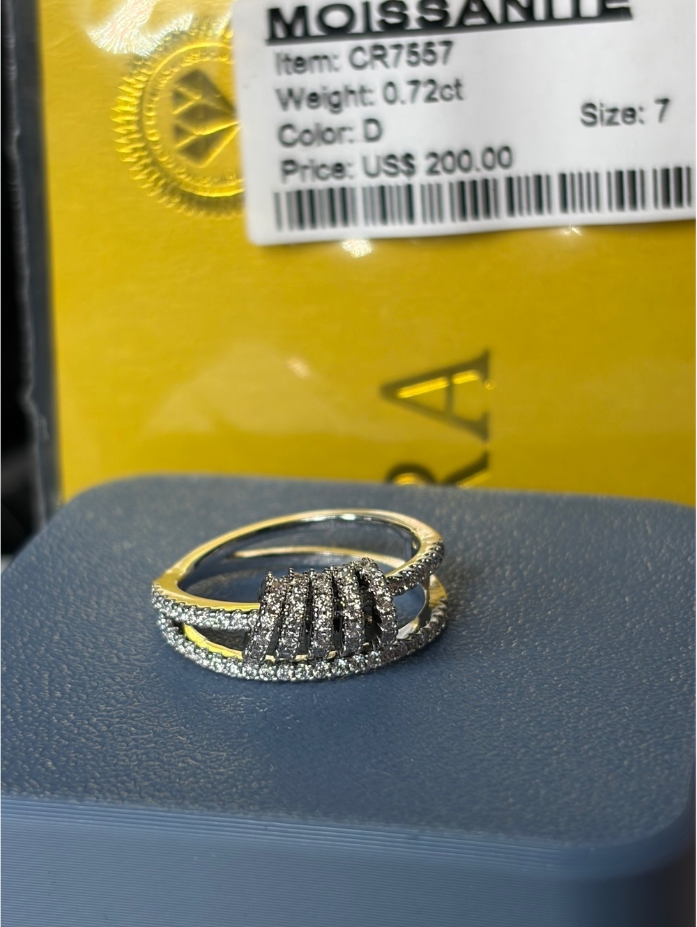 Moissanite Gold Tone Pave Wrap Ring Size 7